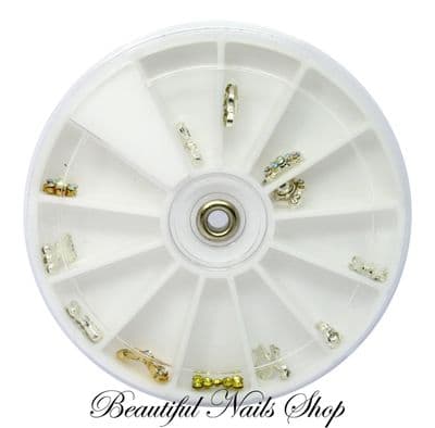 12 Nail Art Decoration Charms With Rhinestones Large / set 1