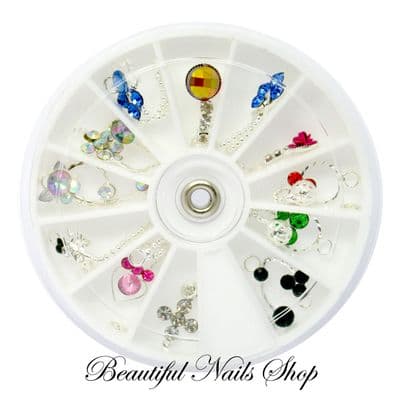 12 Nail Art Decoration Dangles Charms With Rhinestones / set 2
