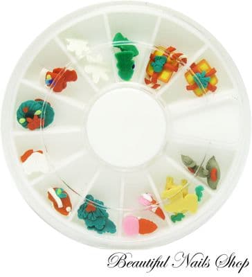 12 x 2 Plastic Nail Art Decorations for Xmas