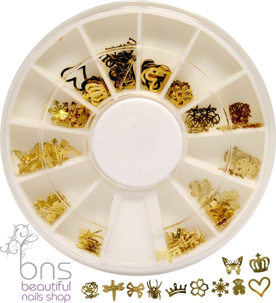 120 3D Gold Flower Insect Spangles Nail Art Decoration