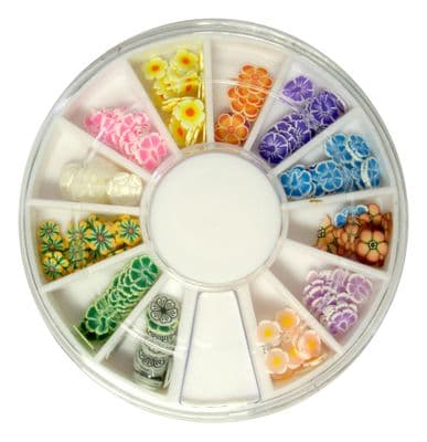 180pcs 3D FIMO Slice Colored Flower Nail Art Decoration Set 4