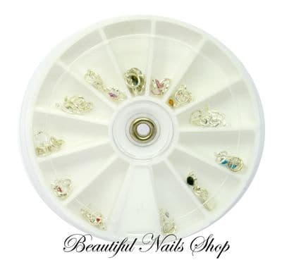 24 Nail Art Decoration Dangles Charms w/ Rhinestones /set 4