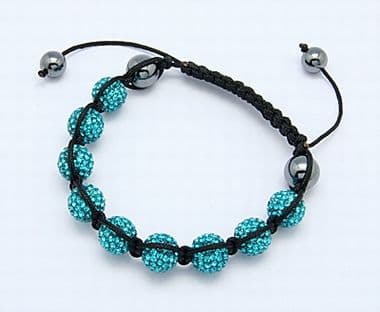 Bracelet with Polymer Clay Czech Rhinestone Beads - Deep Sky blue