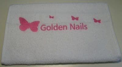 Cotton towel - white with pink logo