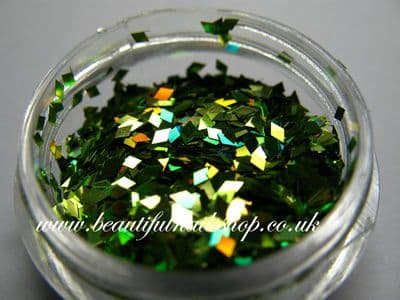 DIAMOND Shape RHOMBUS Glitter -goldish green /metalic/holographic