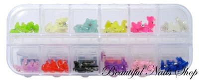 60 Acrylic Bow tie Rhinestones Nail Art Decorations /set 2