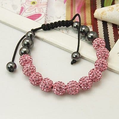 Fashion Bracelet with Grade A Rhinestone Beads, Hematite Beads - Light Rose