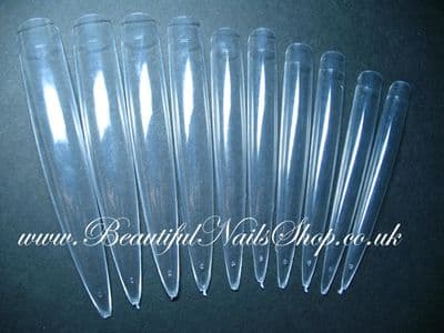 Long Stiletto Nail Tips / long display nail tips / long nail art tips (Clear)