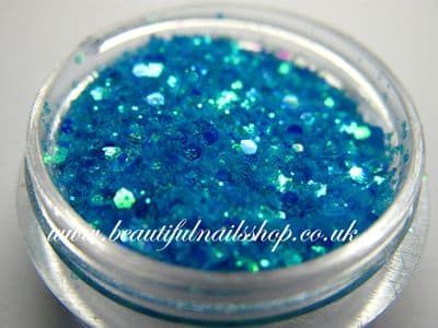 Mini confetti mixed with glitter - neon blue - aqua