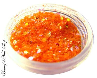 Mini confetti mixed with glitter - neon orange - aqua