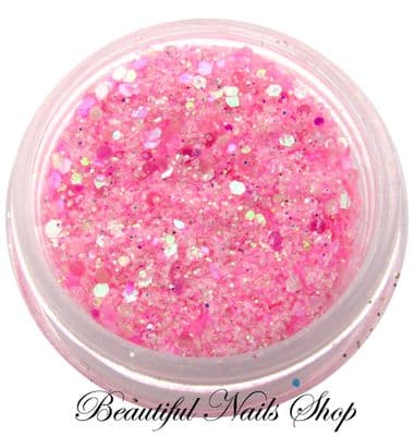 Mini confetti mixed with glitter - neon pink - aqua