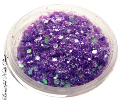 Mini confetti mixed with glitter - purple - aqua