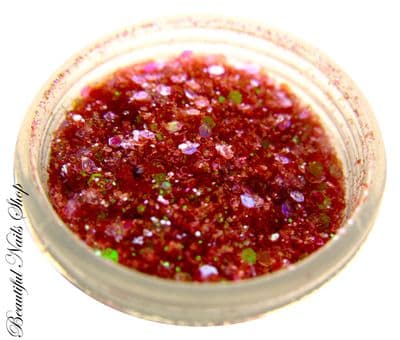 Mini confetti mixed with glitter - Red AB Aqua