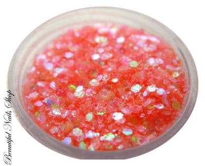 Mini confetti mixed with glitter - salomon pink - aqua