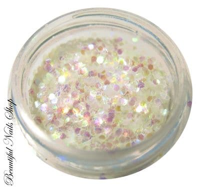 Mini Hexagonal Shaped Confetti -white aqua