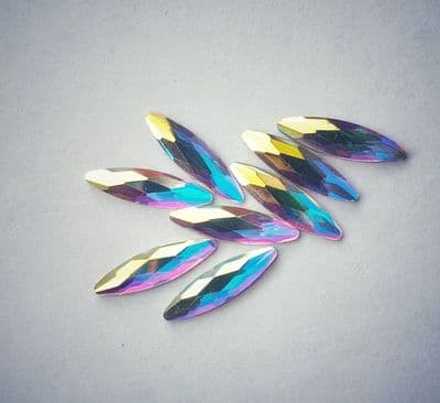 Nail art glass stones Drop 3x10mm 10pcs  Crystal AB