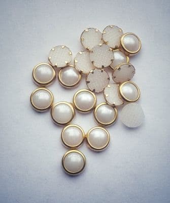 Pearl stone in metallic frame 6mm 20pcs
