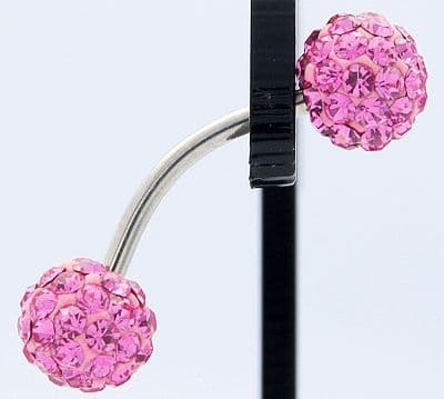 Swarovski Crystal Belly BAR with Stainless Steel and Polymer Clay, Round - Rose