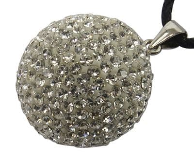 Swarovski Crystal Charm With Sterling Silver Clasps, Round 16mm - Crystal