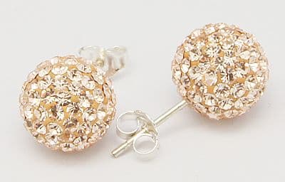 Swarovski Crystal Rhinestone Earstud, Round - Silk