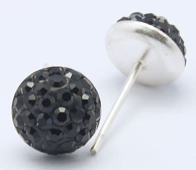 Swarovski Earstuds with Sterling Silver Finding - Jet black