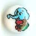 Blue Elephant On A White Button B200191