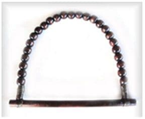 Brown Cane and Wood Bead D Shaped Bag Handles