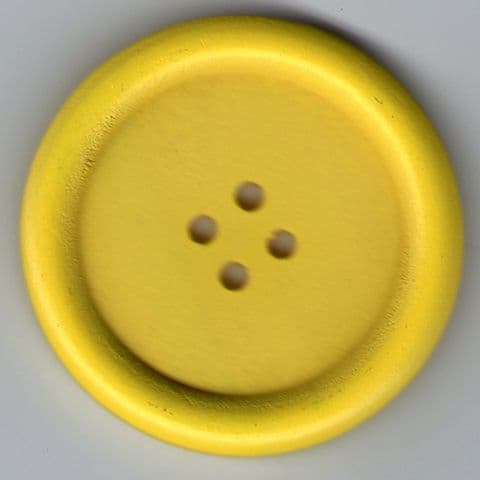 Painted Wooden 4 hole Button - Yellow 40mm
