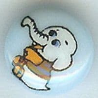White Elephant On A Blue Button B300103