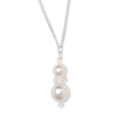Crystal and pearl snowman bridal pendant