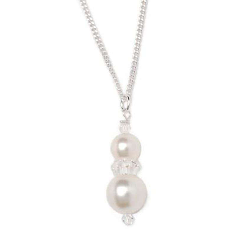Crystal and pearl snowman bridal pendant