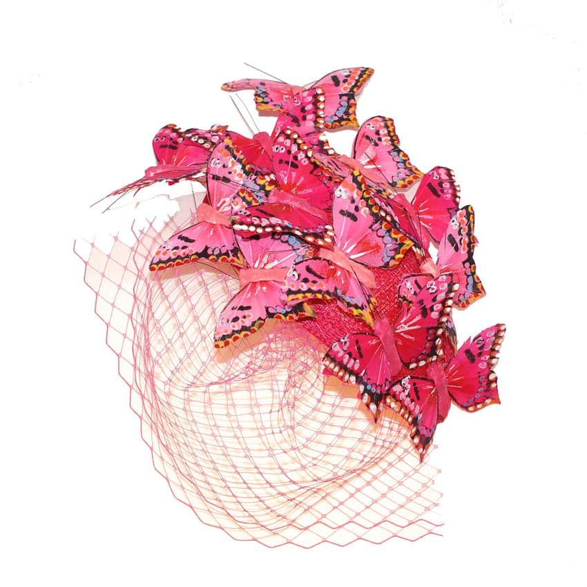 Flutterby butterfly hot pink fascinator
