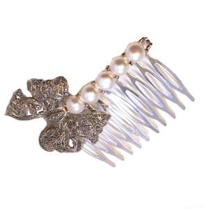 Janine Vintage marcasite and pearl bridal comb