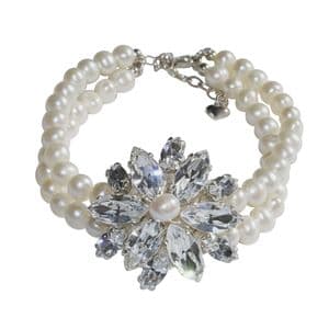Julie pearl and diamante bridal bracelet