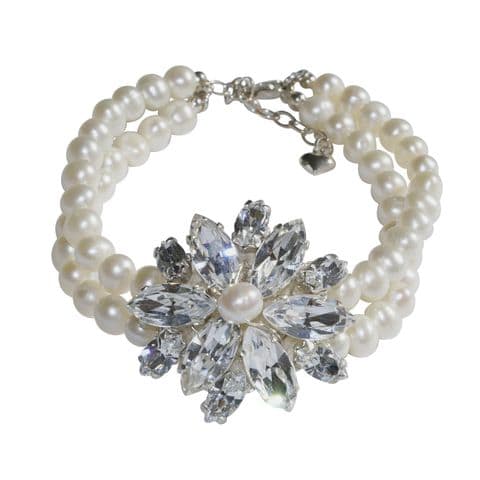 Julie pearl and diamante bridal bracelet