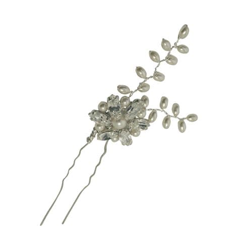 Mini Molly Boho pearl crystal diamante bridal hairpin