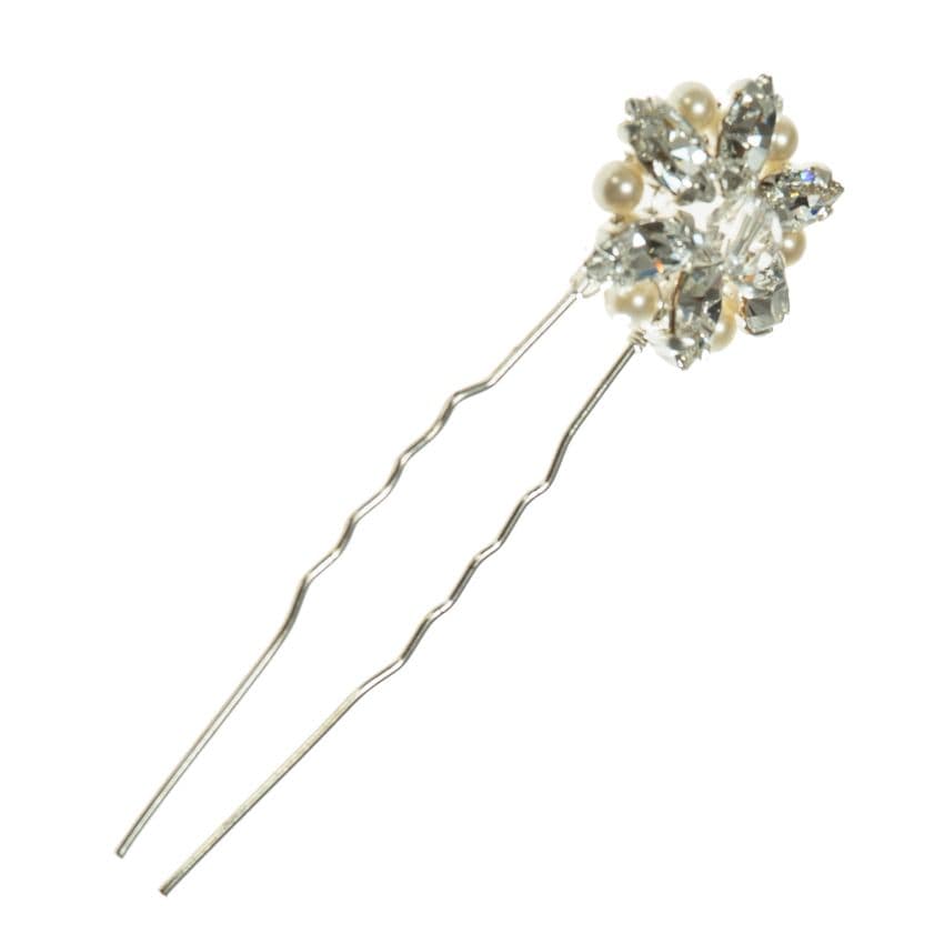 Mini Molly pearl crystal diamante bridal hairpin
