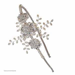 Mini Molly pearl diamante boho bridal side tiara