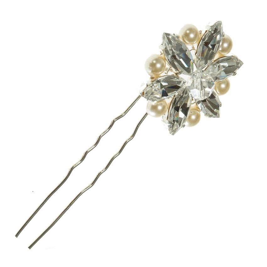 Molly pearl crystal diamante bridal hairpin
