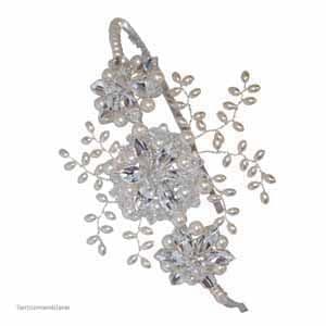 Molly pearl diamante boho bridal side tiara