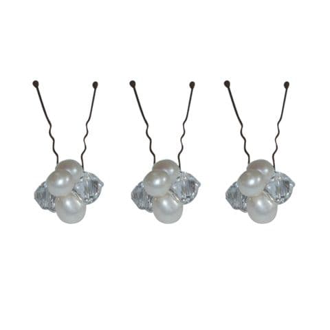 Pearl and crystal cluster bridal hair pins