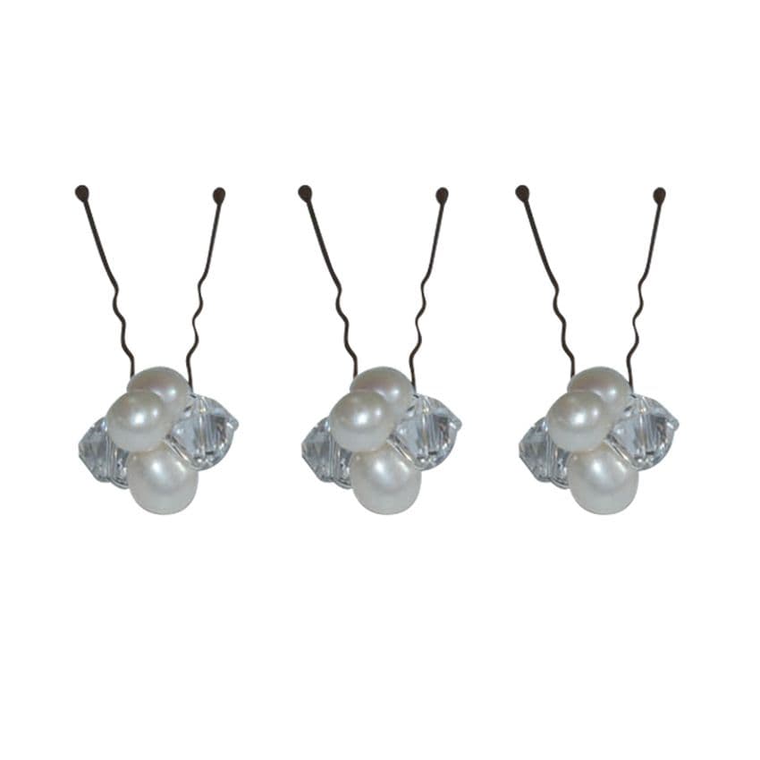 Pearl and crystal cluster bridal hair pins