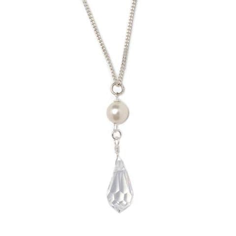 Pearl and crystal drop bridal pendant