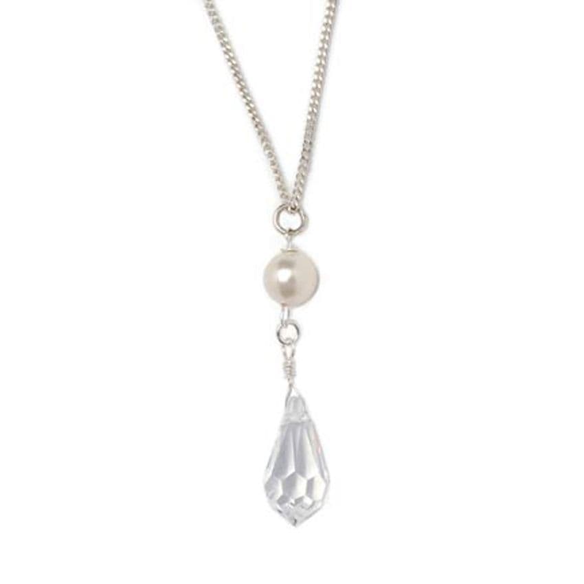 Pearl and crystal drop bridal pendant