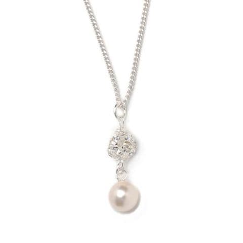 Pearl and diamante ball bridal pendant