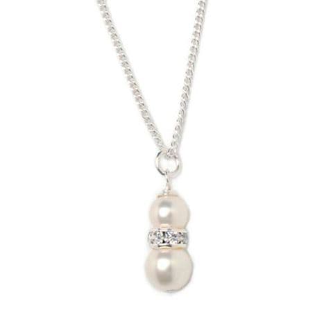 Penny Pearl and diamante rondelle bridal pendant