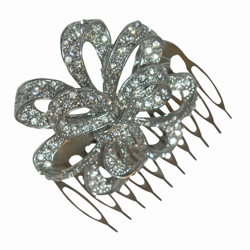 Rebecca Bow brooch marcasite effect diamante bridal comb
