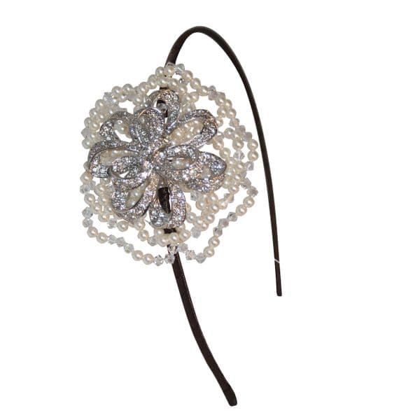 Rebecca pearl crystal marcasite effect side bridal tiara