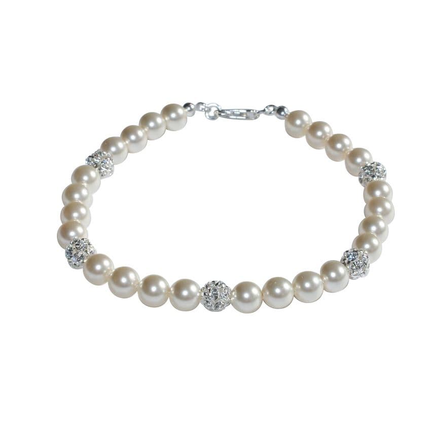 Sheena pearl and diamante ball bridal bracelet