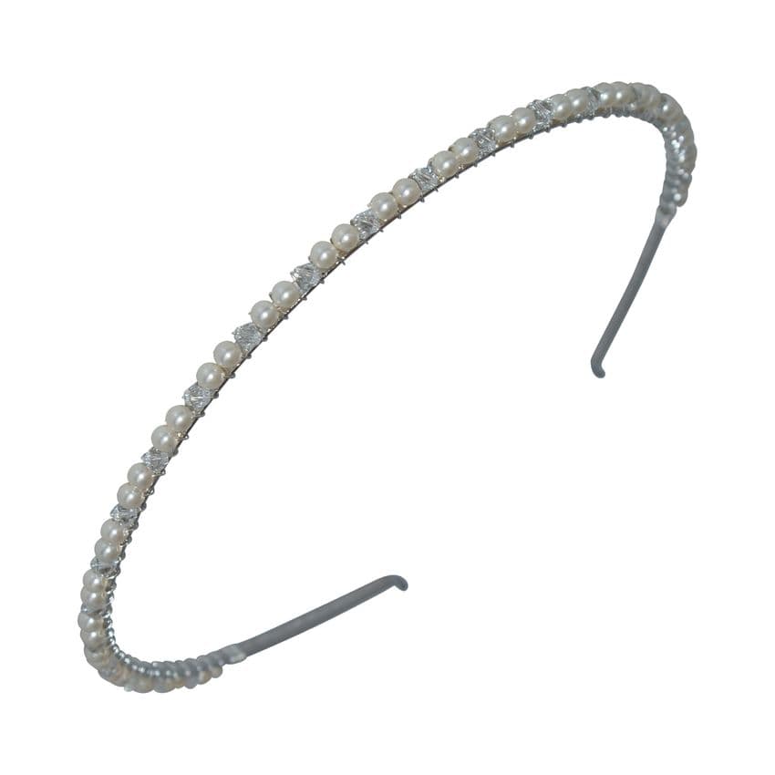 Single crystal and double pearl headband